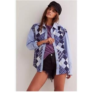 Free People We The Free Argyle Plaid Shirt Small